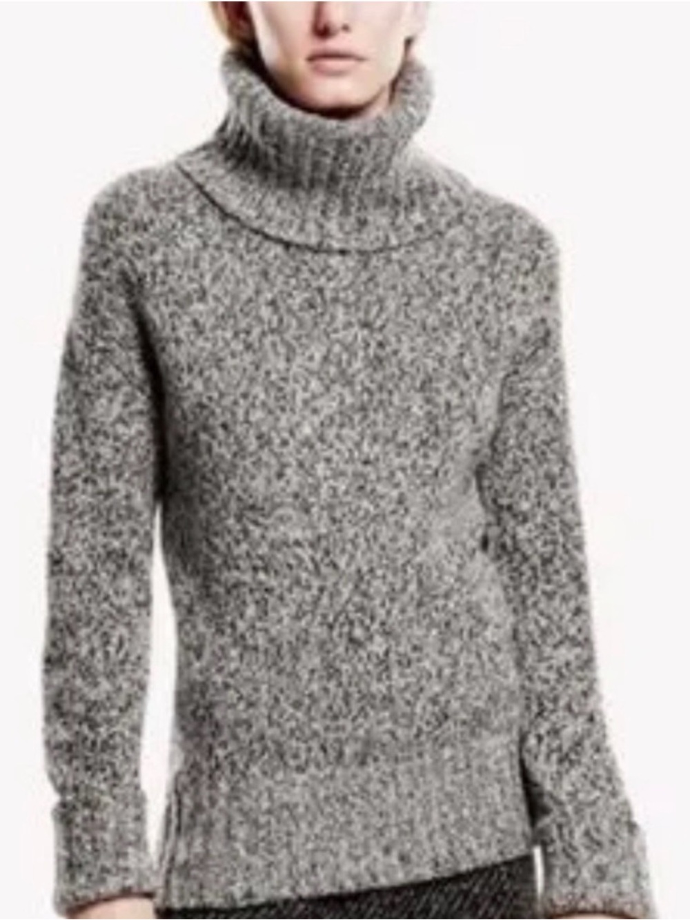 Theory Gray Marbled Turtleneck Women's Cozy Knit Wool Blend Sweater sz M